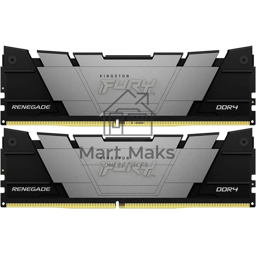 Оперативная память Kingston Fury Renegade, DDR4, 16GB (2x8 GB), 4000 MHz, CL19, DIMM, с радиатором, черный