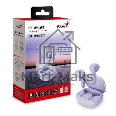 Наушники Genius HS-M905BT Light Purple. Bluetooth 5.3, возможность отключения, зарядка Type-C, кабель в комплекте. Цвет: сиреневый