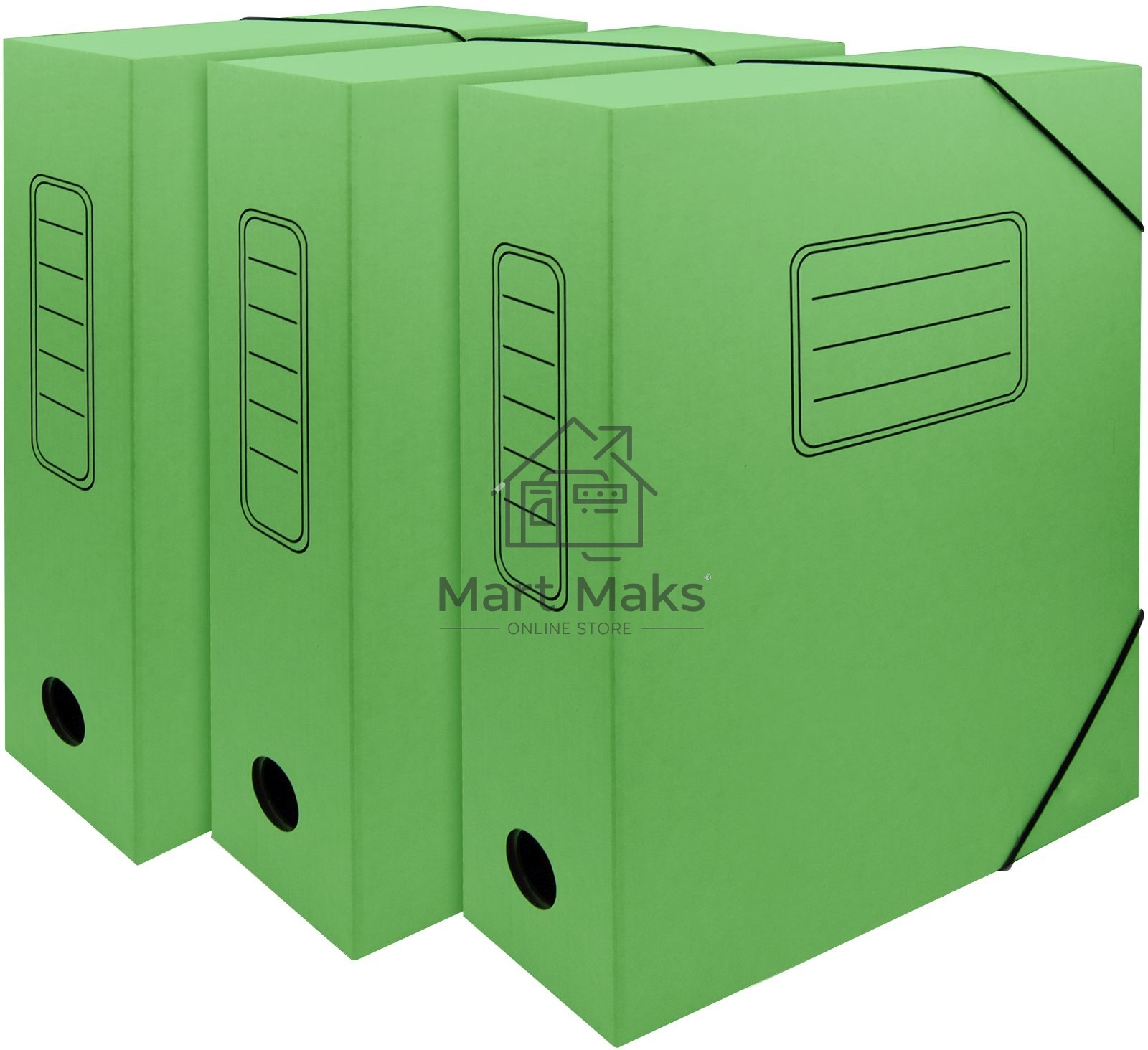 Папка архивная на резинке Silwerhof 1914777 микрогофрокартон корешок 75мм, зеленый (упаковка: 3шт)