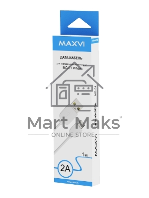 Кабель Maxvi MC-01 white USB-A - microUSB ток макс. нагрузки 2А, макс. напряжение 5V; стандарт USB 2.0; длина 1м, материал PVC, белый