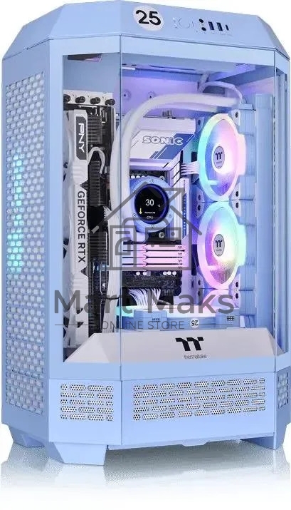 Компьютерный корпус Thermaltake The Tower 300 Hydrangea голубой без БП miniITX 8x120mm 6x140mm 2xUSB3.0 audio bott PSU