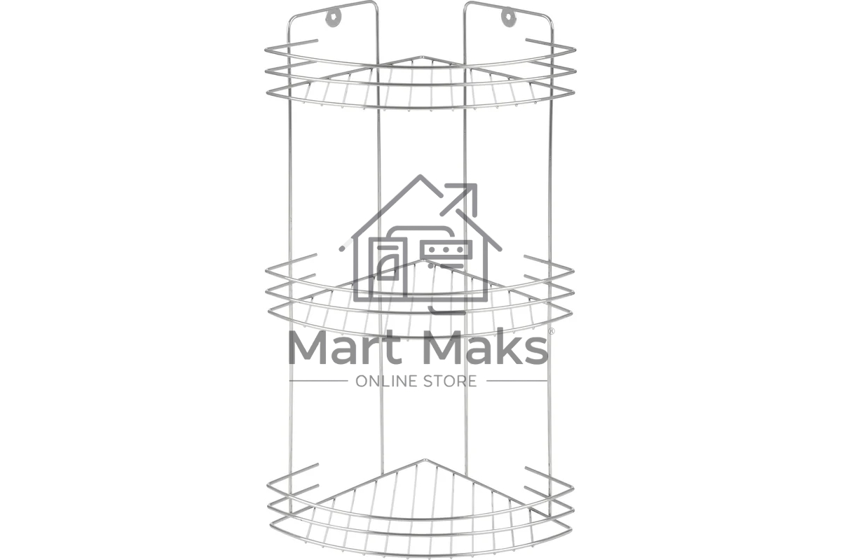 Полка угловая трехъярусная РЫЖИЙ КОТ Vento 19*19*41 см хром (310847)