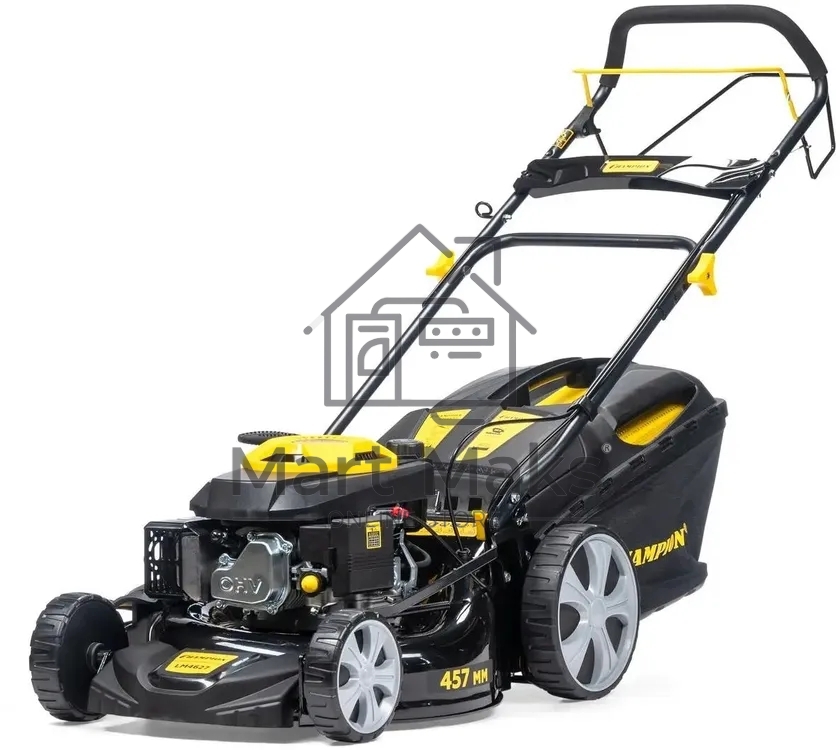 Газонокосилка Champion LM4627 (2,6кВт привод травосб.60л. шир.460мм 25-75мм 31,6кг 3в1)(Газонокосилка самоходная, Объем двигателя 139 см3, вес без травосборника 31,6 кг, Объем топливного бака 1,0 л, Мощность 2,6/3,5 кВт/л.с., объем травосборника 60 л, шир