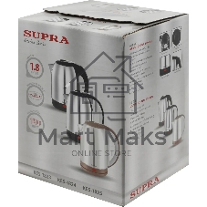 Чайник электрический SUPRA KES-1824 1.8 л, 1500 Вт, серебристый/черный (корпус: нержавеющая сталь)