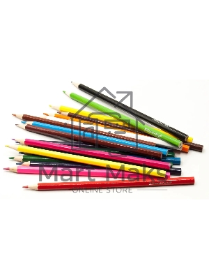 Карандаши цветные Silwerhof Монстрики 2.8мм, шестигранный профиль, дерево, ассорти, 18 цветов, коробка с европодвесом