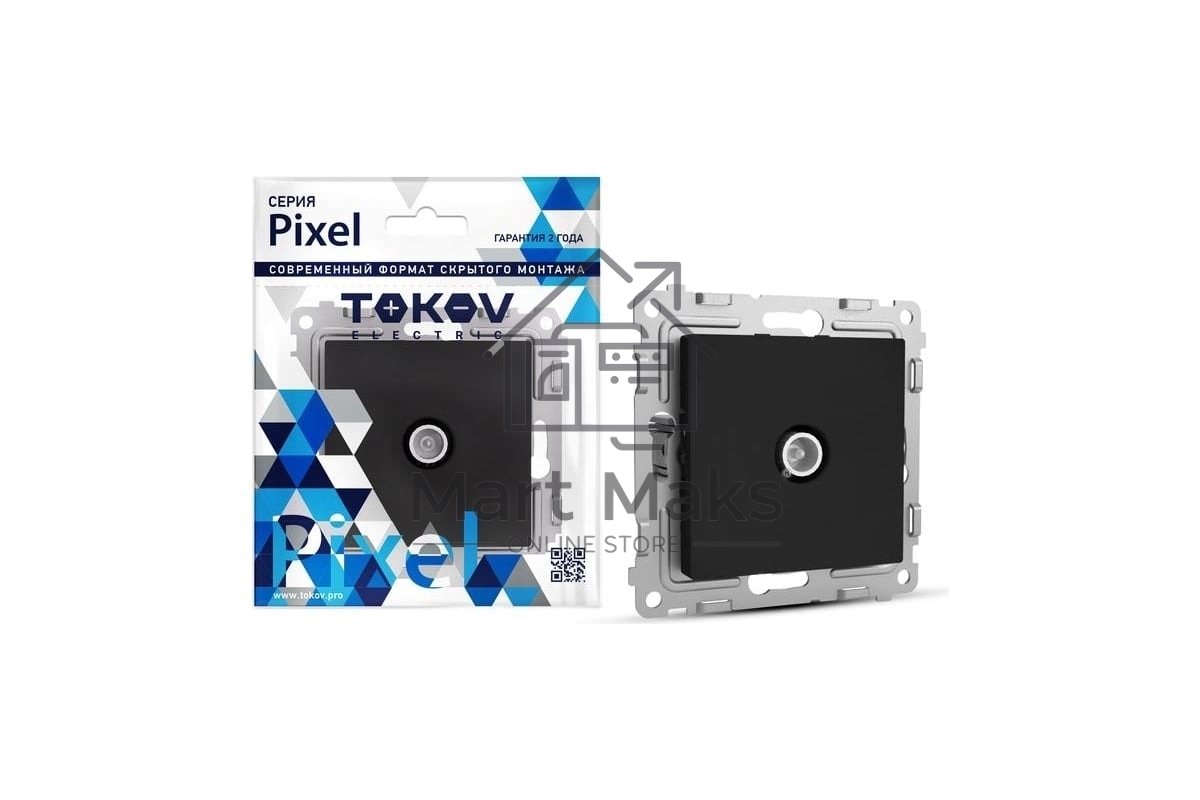 Розетка TV проходная СП Pixel 4DB механизм карбон TOKOV ELECTRIC TKE-PX-A1P-C14
