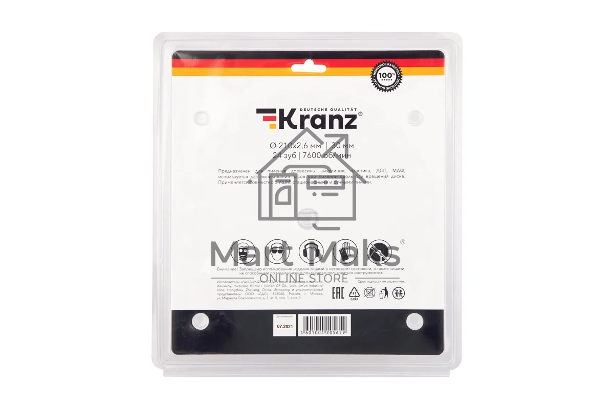 Диск пильный 210 мм х 24 зуб х 30 мм Kranz