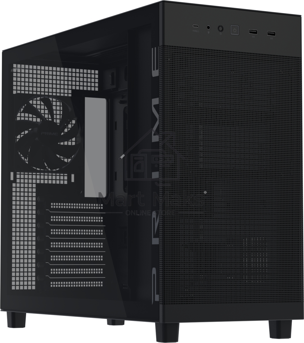Корпус ASUS Prime AP303 TG, Midi-Tower, чёрный, 1 x 120 мм