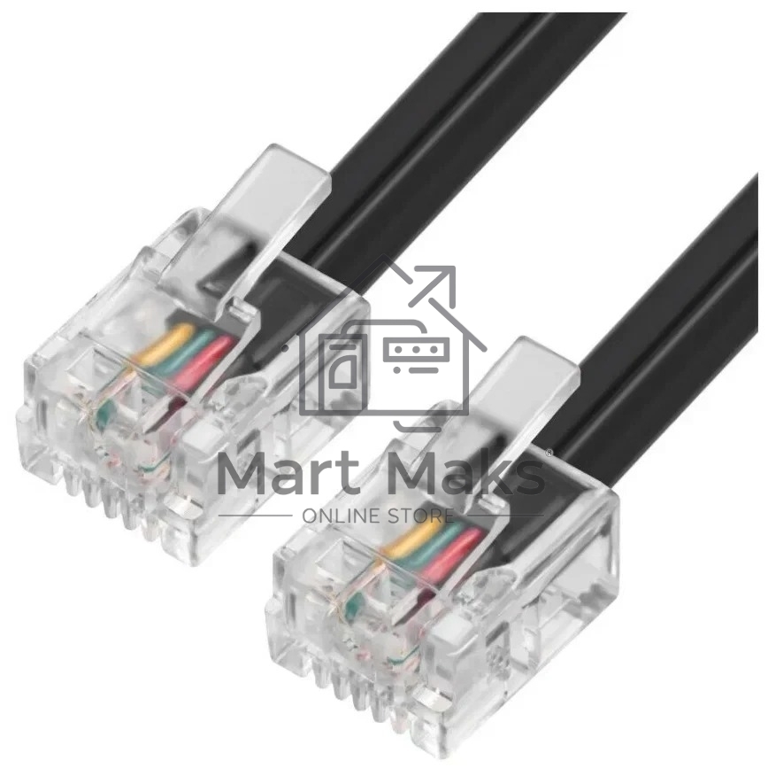 Патч-корд телефонный ExeGate TC4P4C-2M (шнур для телефонной трубки, витой, RJ-10 (4P-4C), 2м, черный)