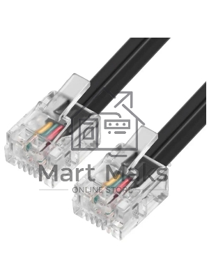 Патч-корд телефонный ExeGate TC4P4C-2M (шнур для телефонной трубки, витой, RJ-10 (4P-4C), 2м, черный)