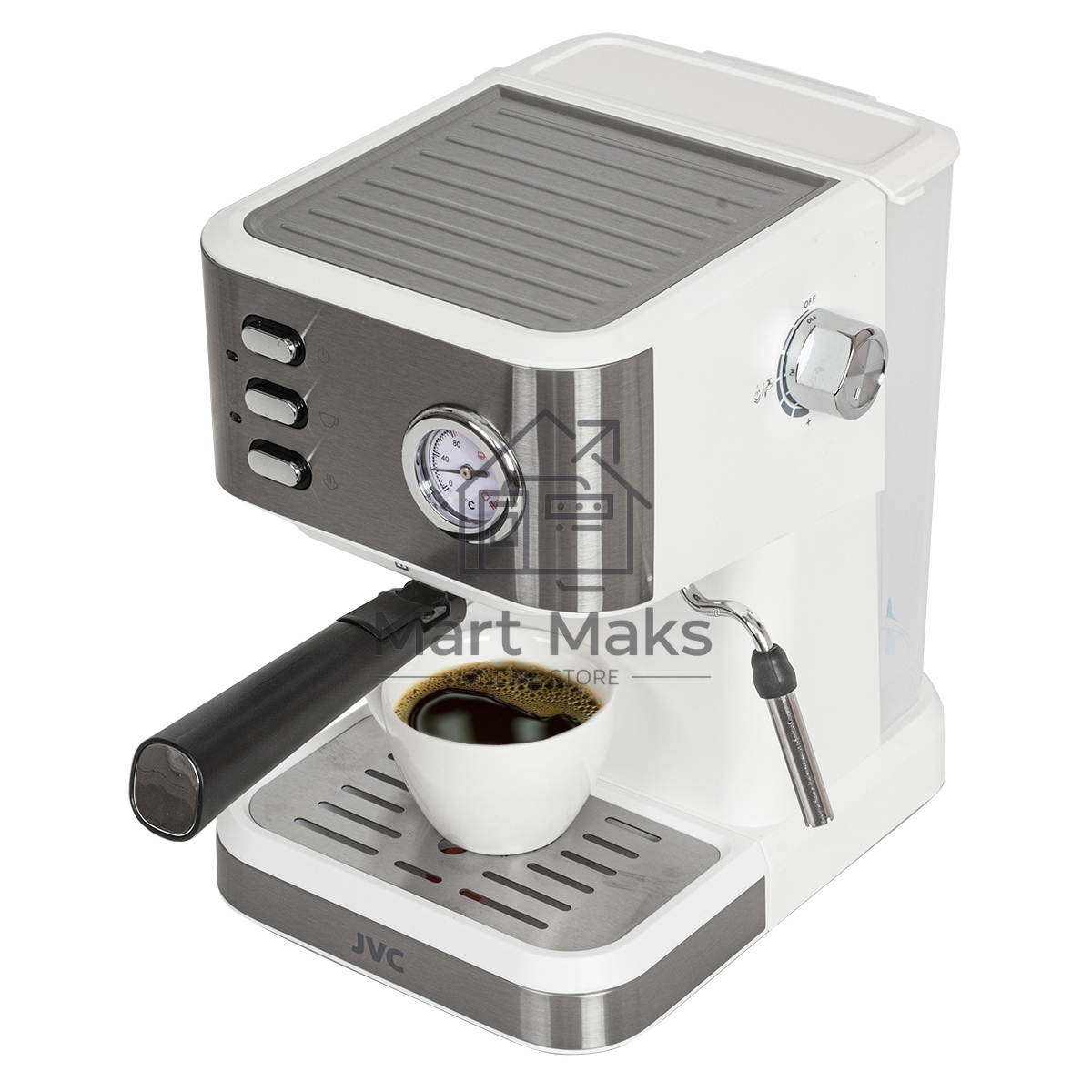 Кофеварка рожковая JVC JK-CF33 white, молотый, 1.5 л, 1050 Вт, 20 Бар