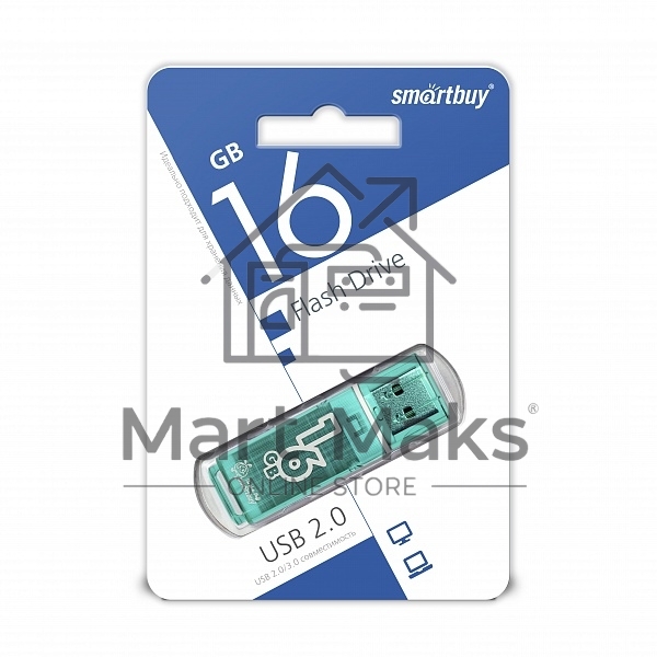 Флешка USB R/W R/W SmartBuy 16Gb SmartBuy Glossy series Green