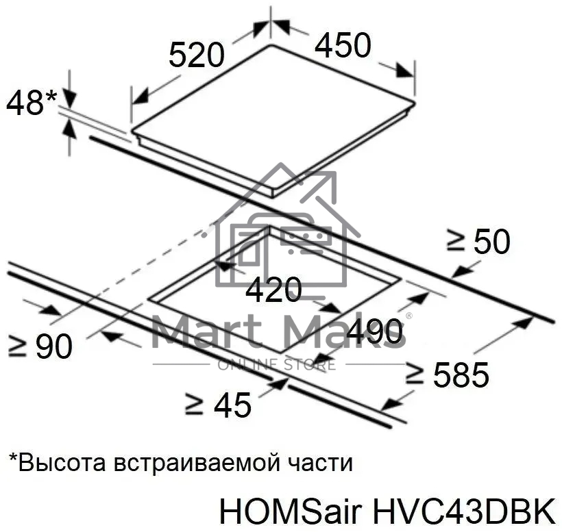 Электрическая варочная панель HOMSair HVC43DBK Hi-Light, независимая, черный