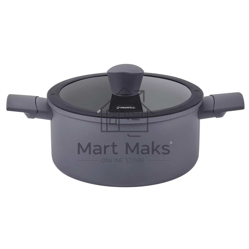 Кастрюля Maunfeld ASTRID MF24ASTR1CR из кованого алюминия со стеклянной крышкой, 24см, 4.6 л