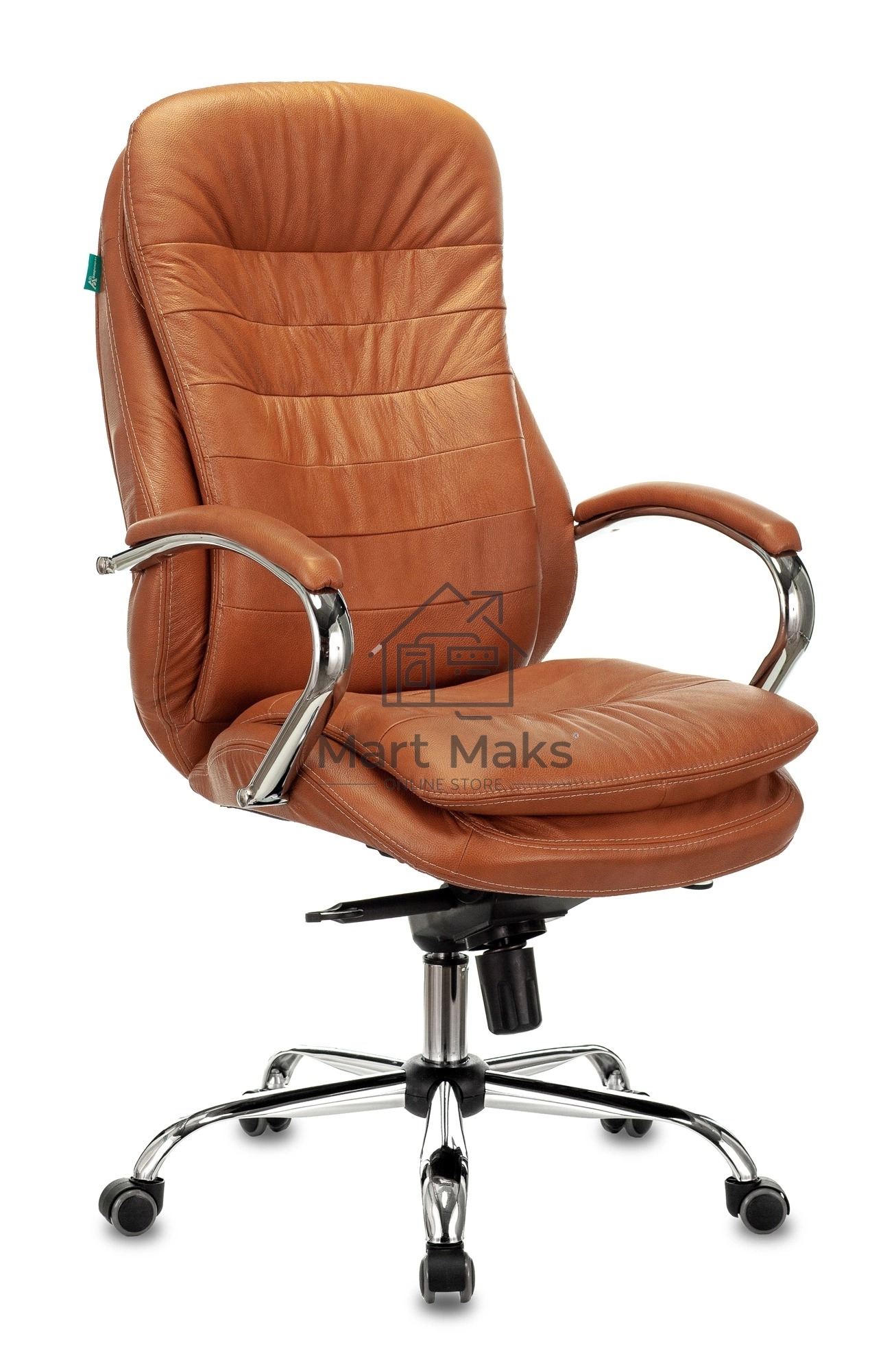 Кресло руководителя Бюрократ T-9950 Leather Ontano рыжий, кожа, крестовина хром