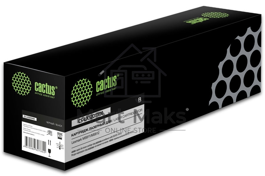 Картридж лазерный Cactus CS-LX52D5X00 (52D5X00) черный (45000 стр.) для Lexmark MS811/MS812