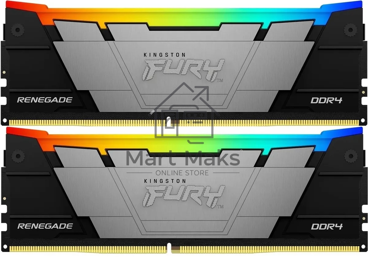 Оперативная память Kingston Fury Renegade, DDR4, 16GB (2x8GB), 4266MHz, CL19, DIMM, с радиатором, RGB, серебристый/черный