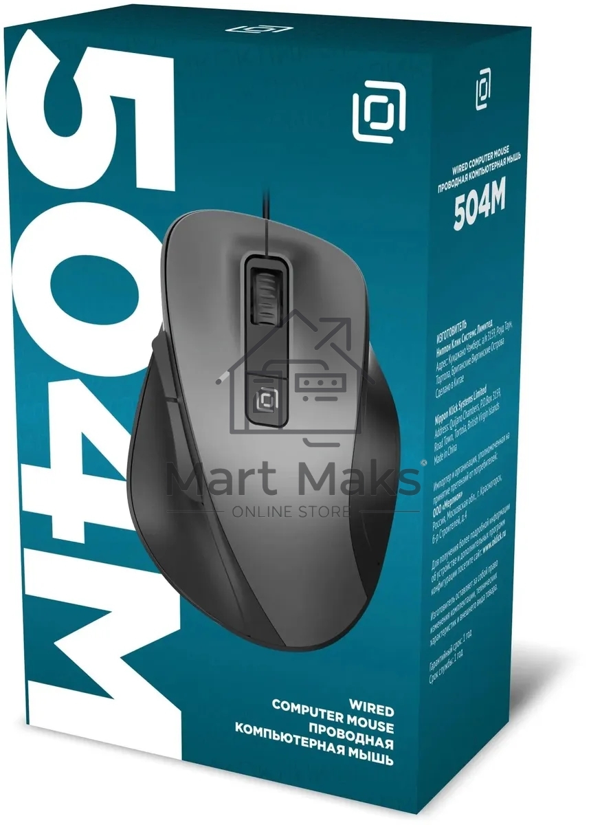 Мышь проводная Oklick 504M черный/серый, 3600 dpi, USB, кнопки - 6