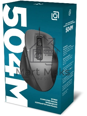 Мышь проводная Oklick 504M черный/серый, 3600 dpi, USB, кнопки - 6
