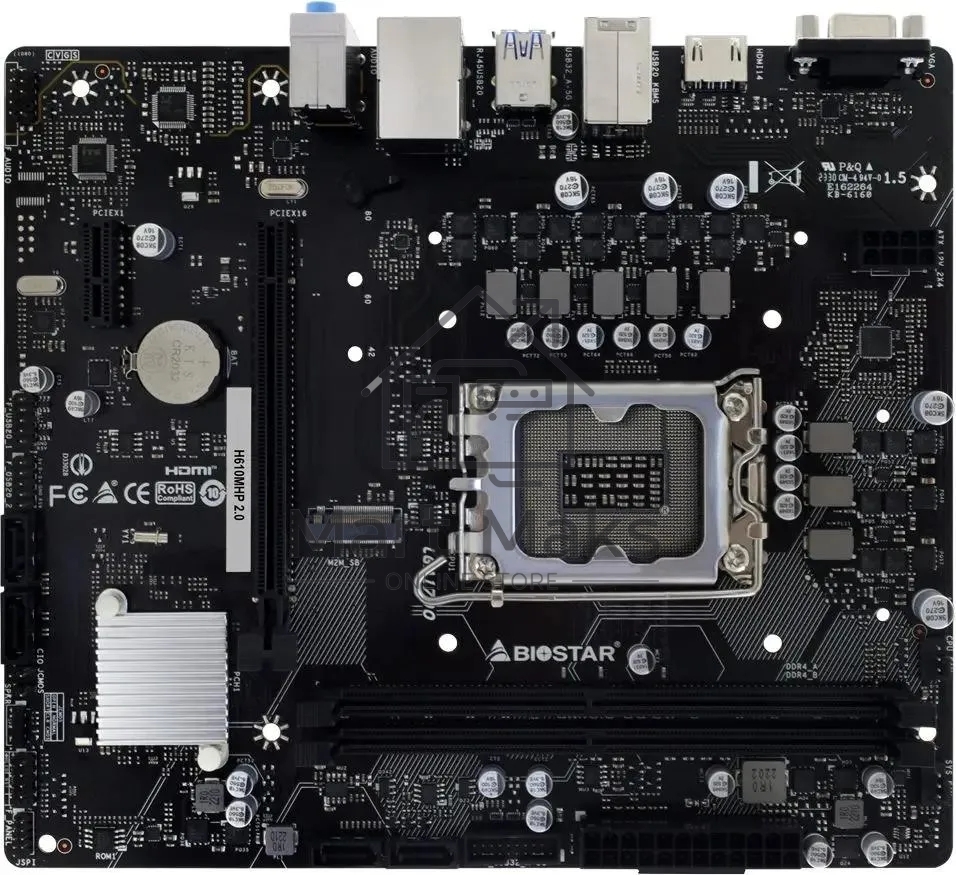 Материнская плата Biostar H610MHP 2.0, LGA 1700, Intel H610, 2xDDR4, 4xSATA, 1xM.2, 1xPCIe 4.0 x16, 1xPCIe x1, 1xHDMI, 1xVGA, 1x 1Gb LAN, 2xUSB-A 3.2 Gen 1, 4xUSB-A 2.0, 3x3.5 мм, 7.1, mATX
