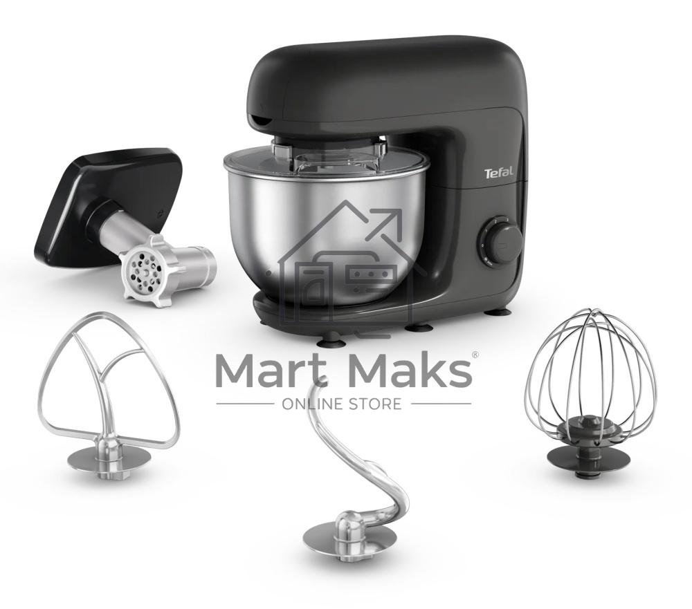 Кухонная машина Tefal Bake Essential QB161H38, черный/серебристый