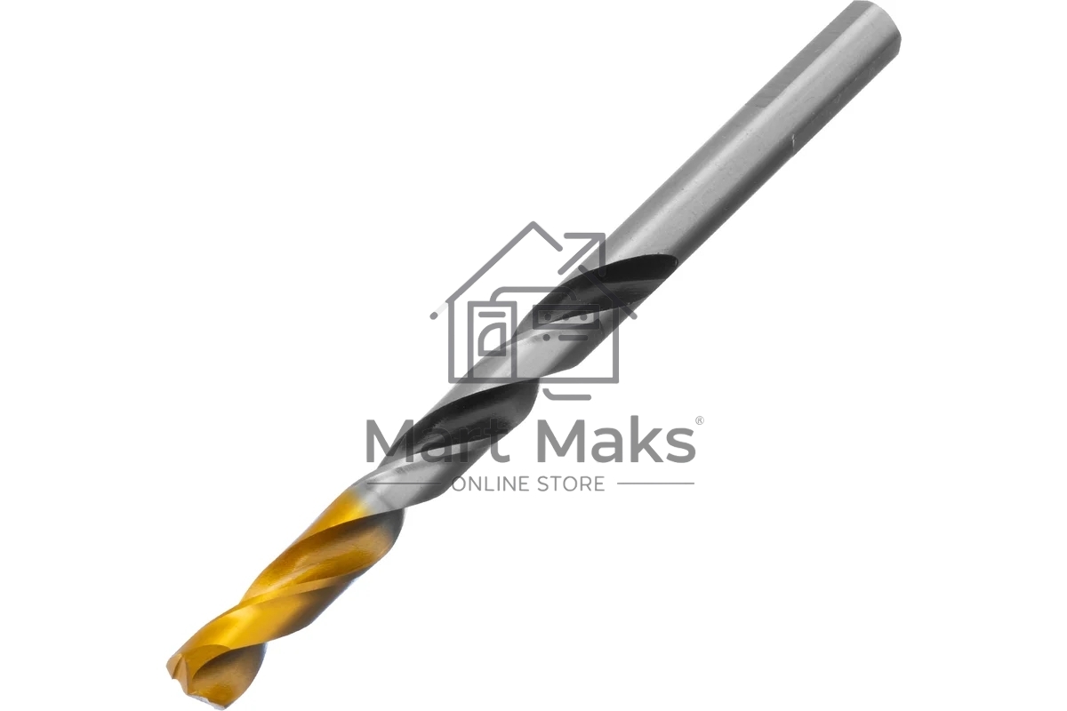 Сверло спиральное по металлу Denzel 8 x 117мм, Р6М5, Golden Tip, многогранная заточка