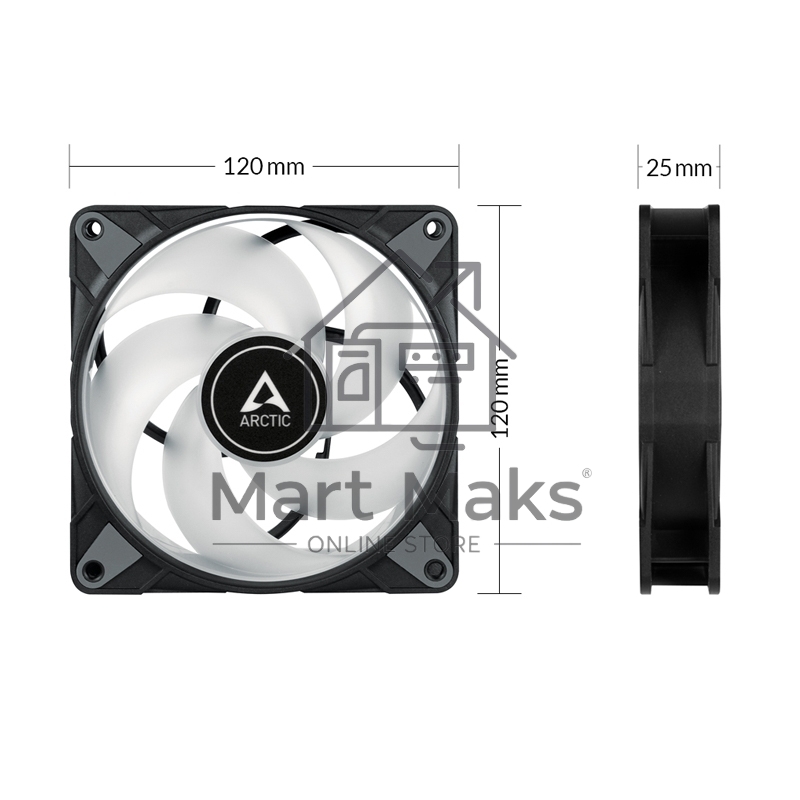 Вентилятор корпусной ARCTIC P12 PWM ACFAN00231A черный 120мм 2000rpm 36db 3-pin