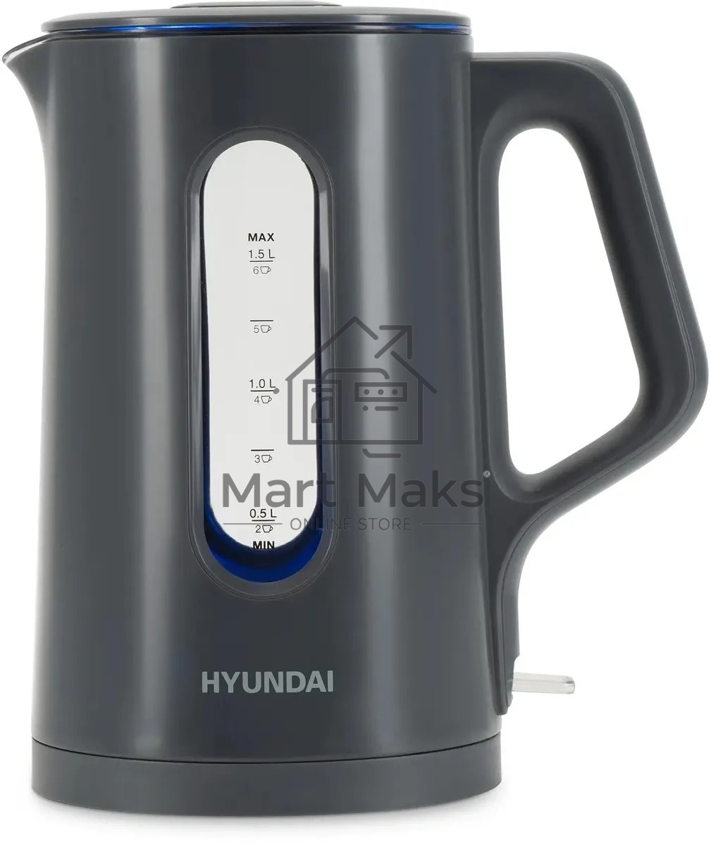 Чайник электрический Hyundai HYK-G4508 1.5л. 1700Вт серый/прозрачный корпус: стекло