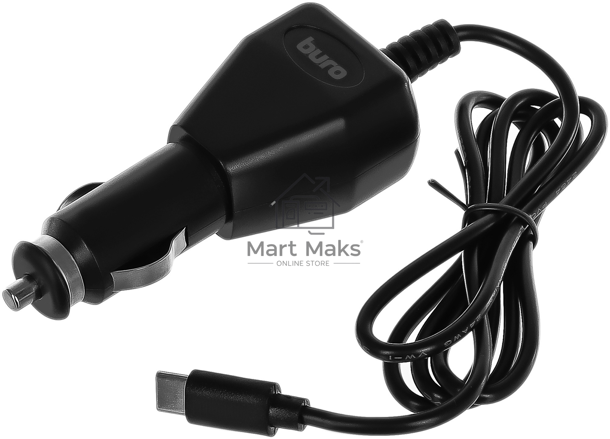 Автомобильное зарядное устройство Buro BUCC1 2A кабель USB Type C черный (BUCC10S00CBK)