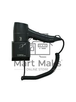 Фен для волос настенный Puff 1205Bl, черный, 1,2 кВт