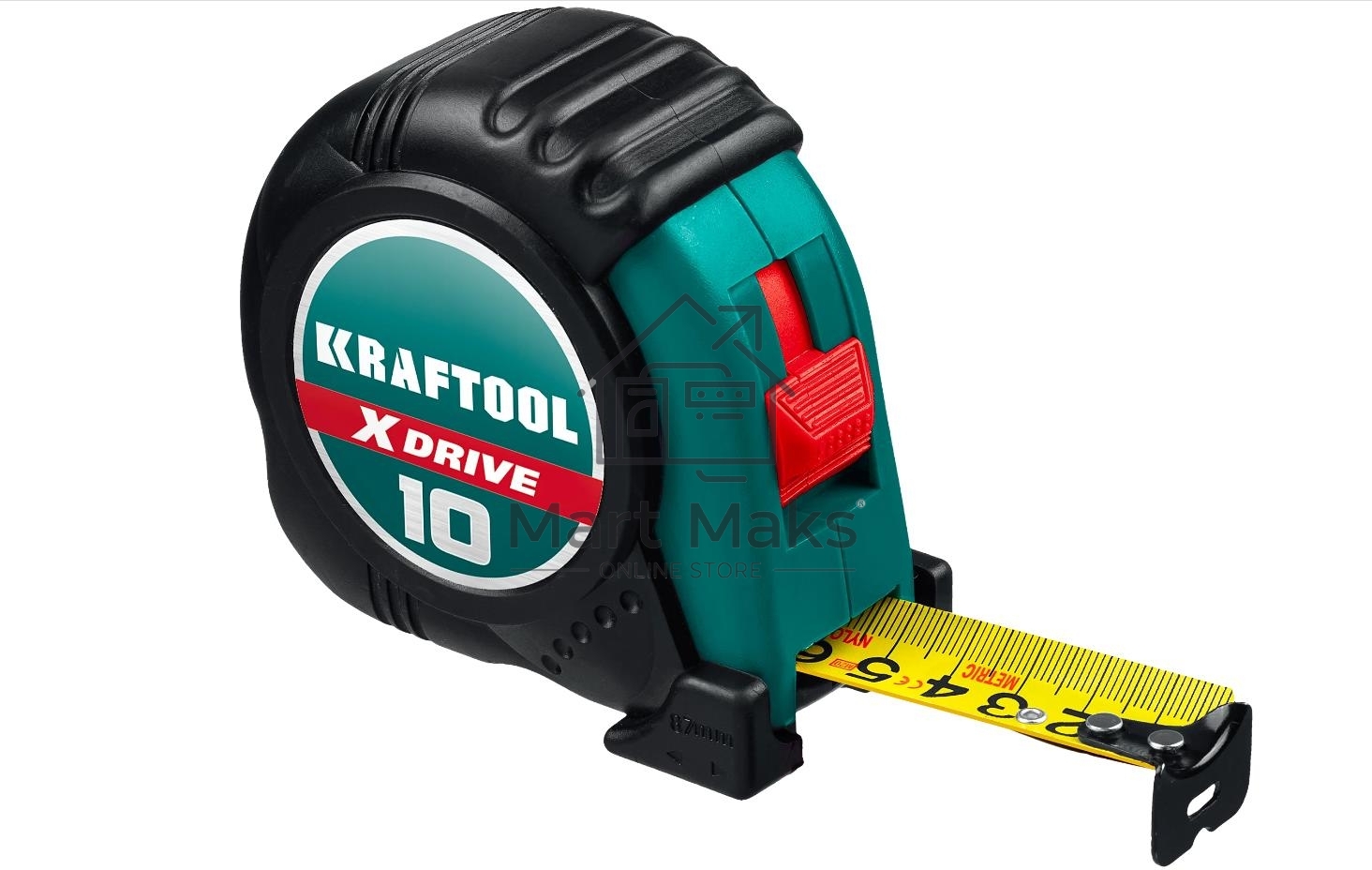Рулетка KRAFTOOL X-Drive 10м / 25мм с ударостойким обрезиненным корпусом