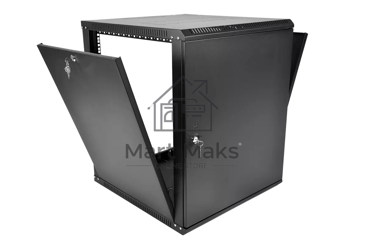 Шкаф телекоммуникационный настенный разборный ЦМО ЭКОНОМ 12U (600 x 650) дверь металл, цвет черный (ШРН-Э-12.650.1-9005)