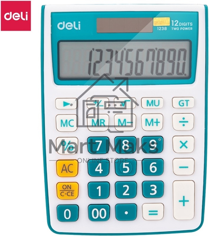 Калькулятор настольный Deli E1238/BLUE синий 12-разр.