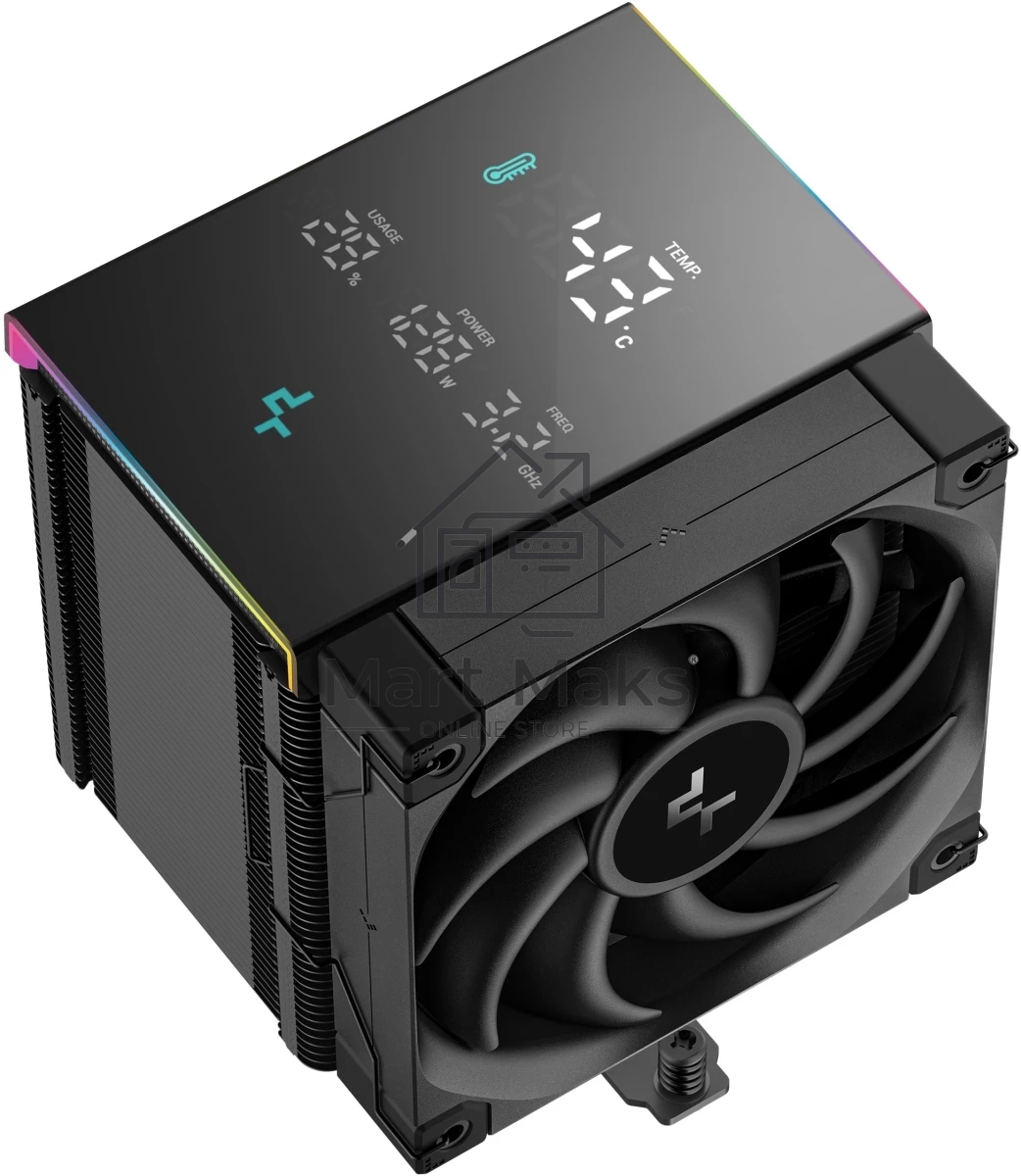 Кулер для процессора DEEPCOOL AK500 DIGITAL PRO черный, 120 мм, алюминий/медь, 1750 об/мин, 25 дБ, 4 pin, 162 мм