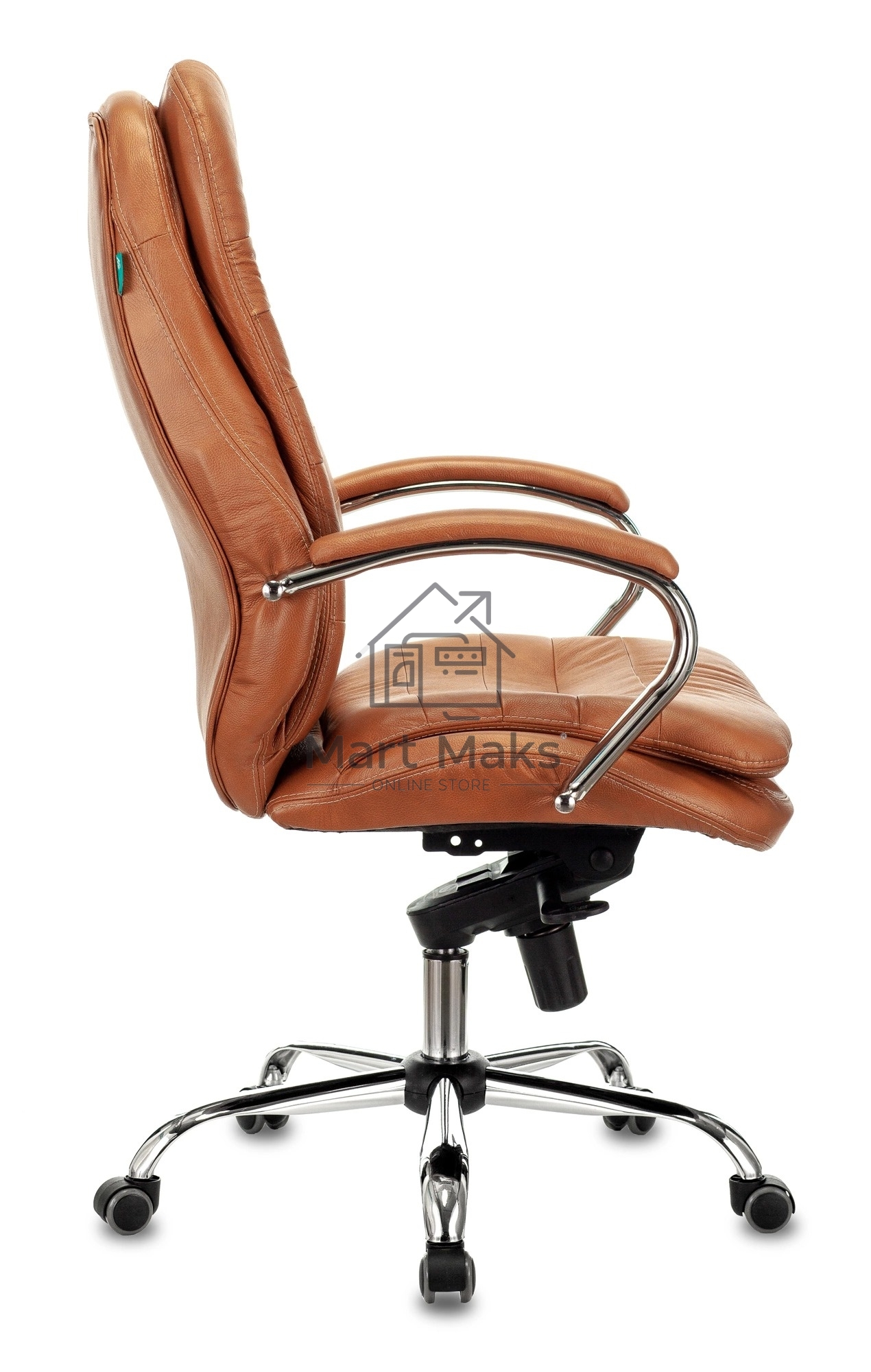 Кресло руководителя Бюрократ T-9950 Leather Ontano рыжий, кожа, крестовина хром