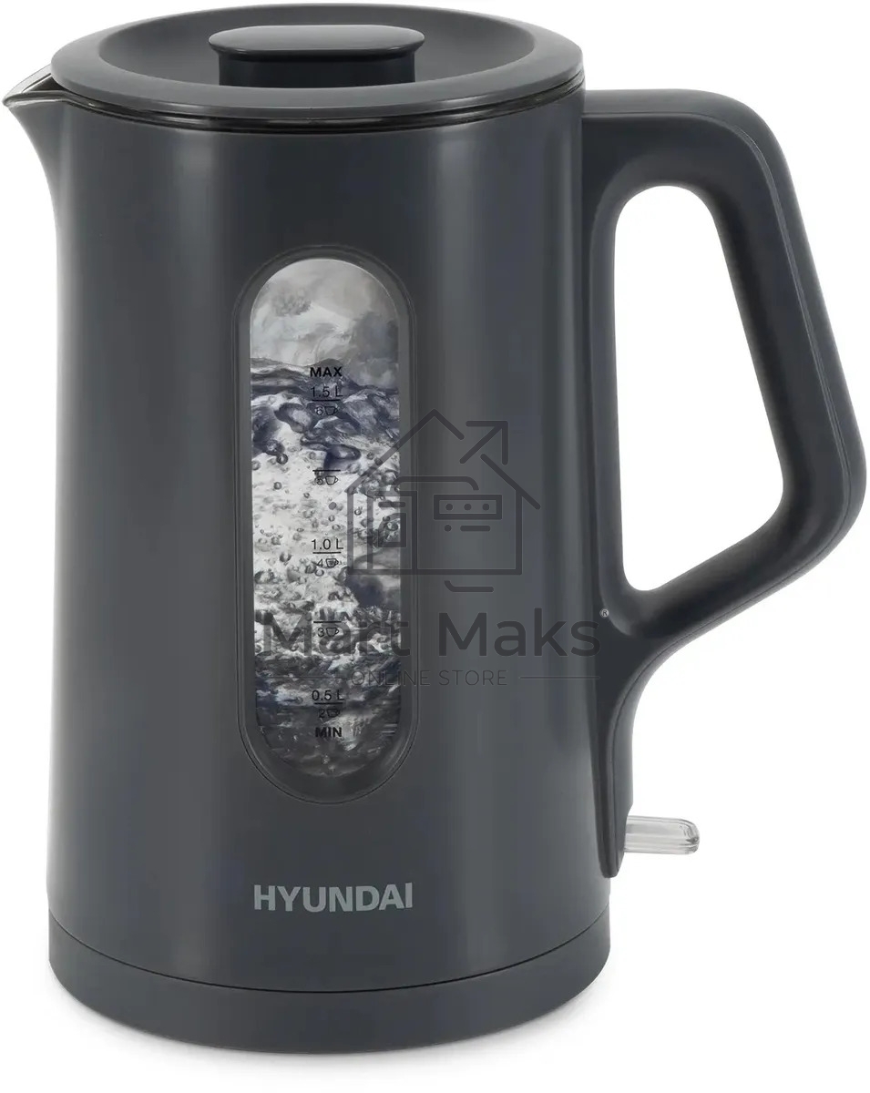 Чайник электрический Hyundai HYK-G4508 1.5л. 1700Вт серый/прозрачный корпус: стекло