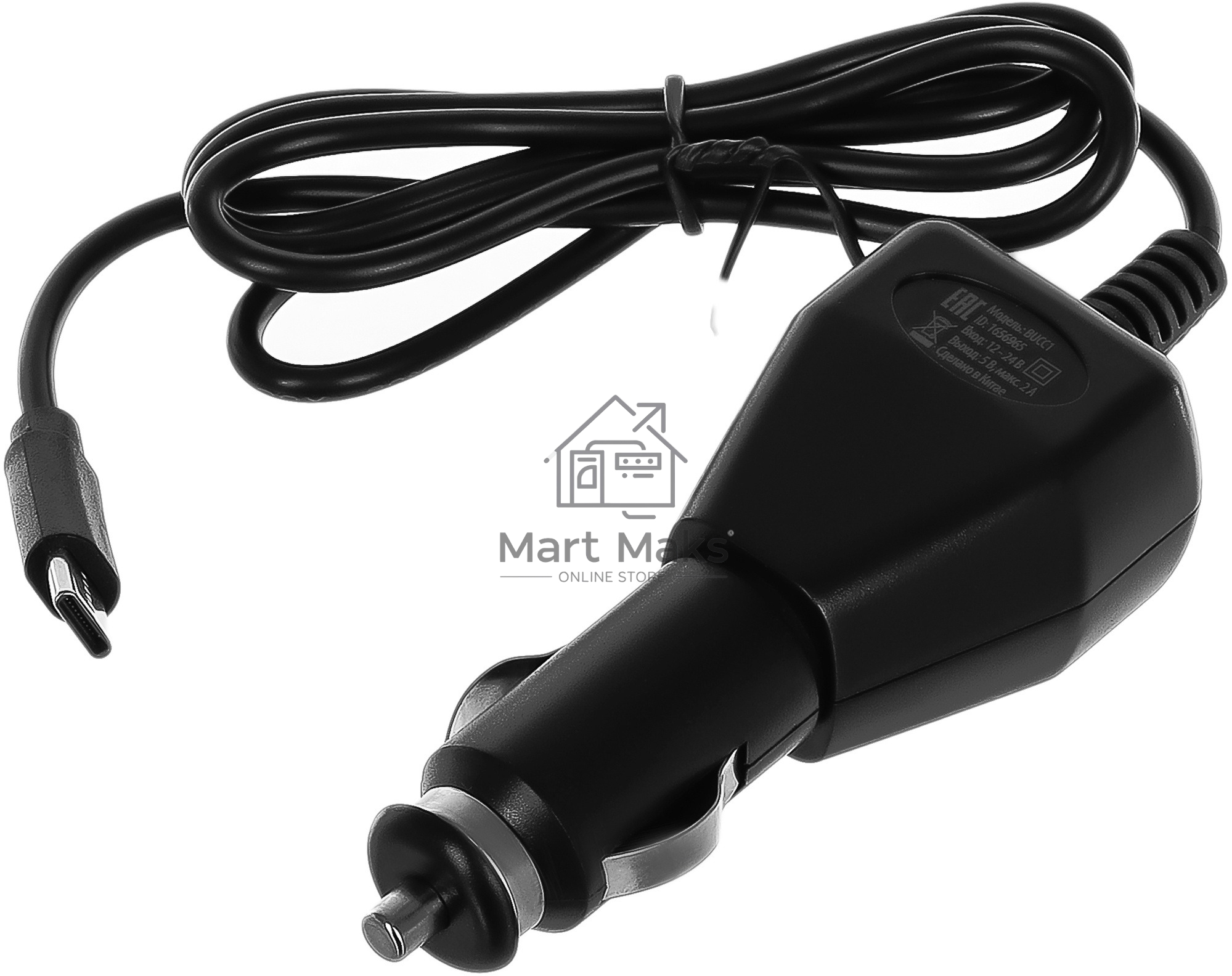 Автомобильное зарядное устройство Buro BUCC1 2A кабель USB Type C черный (BUCC10S00CBK)