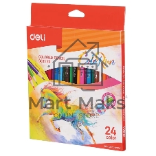 Карандаши цветные Deli EC00320 ColoRun, трехгранный профиль, тополь, 24 цвета, коробка с европодвесом (24шт) Карандаши цветные Deli EC00320 ColoRun, трехгранный профиль, тополь, 24 цвета, коробка с европодвесом (24шт)