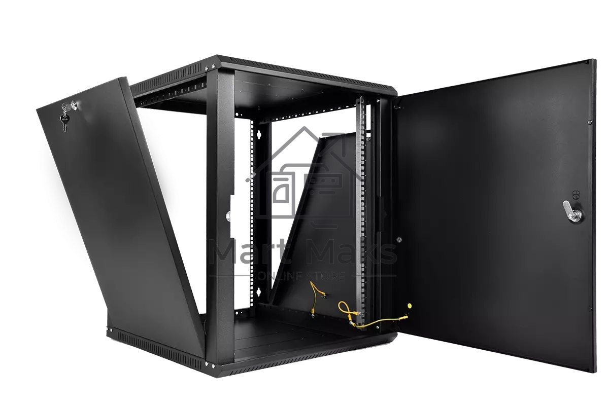 Шкаф телекоммуникационный настенный разборный ЦМО ЭКОНОМ 12U (600 x 650) дверь металл, цвет черный (ШРН-Э-12.650.1-9005)