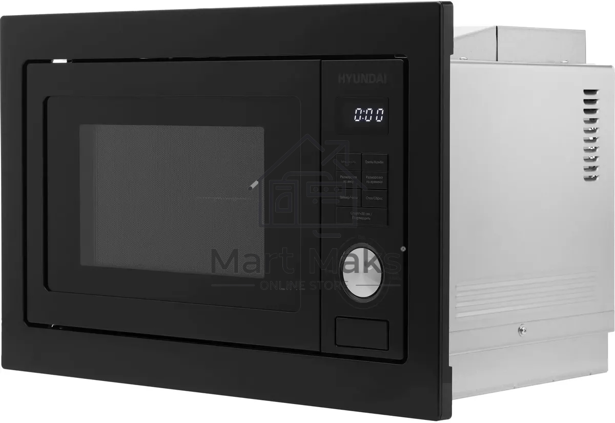 Микроволновая печь встраиваемая Hyundai HBW 2544 BG черный, 25 л, 900 Вт, переключатели - кнопки/поворотный механизм