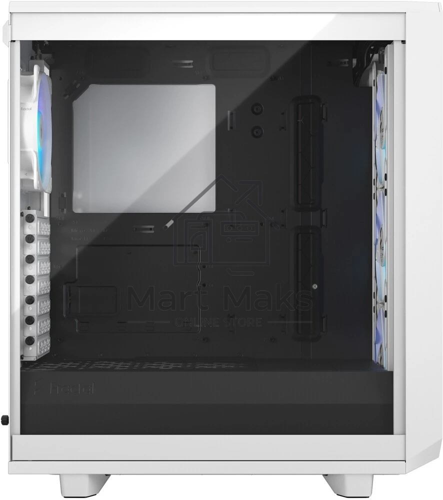 Компьютерный корпус без блока питания Fractal Design Meshify 2 Compact RGB TG Light Tint, Midi-Tower, 4x120mm RGB, 2xUSB-A 3.2 + 1xUSB 3.2 Type-C ATX, mATX, mITX White