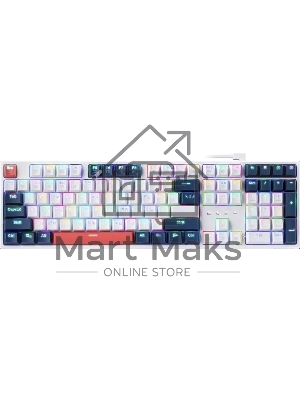 Клавиатура проводная Redragon Whisper, USB, белый + синий