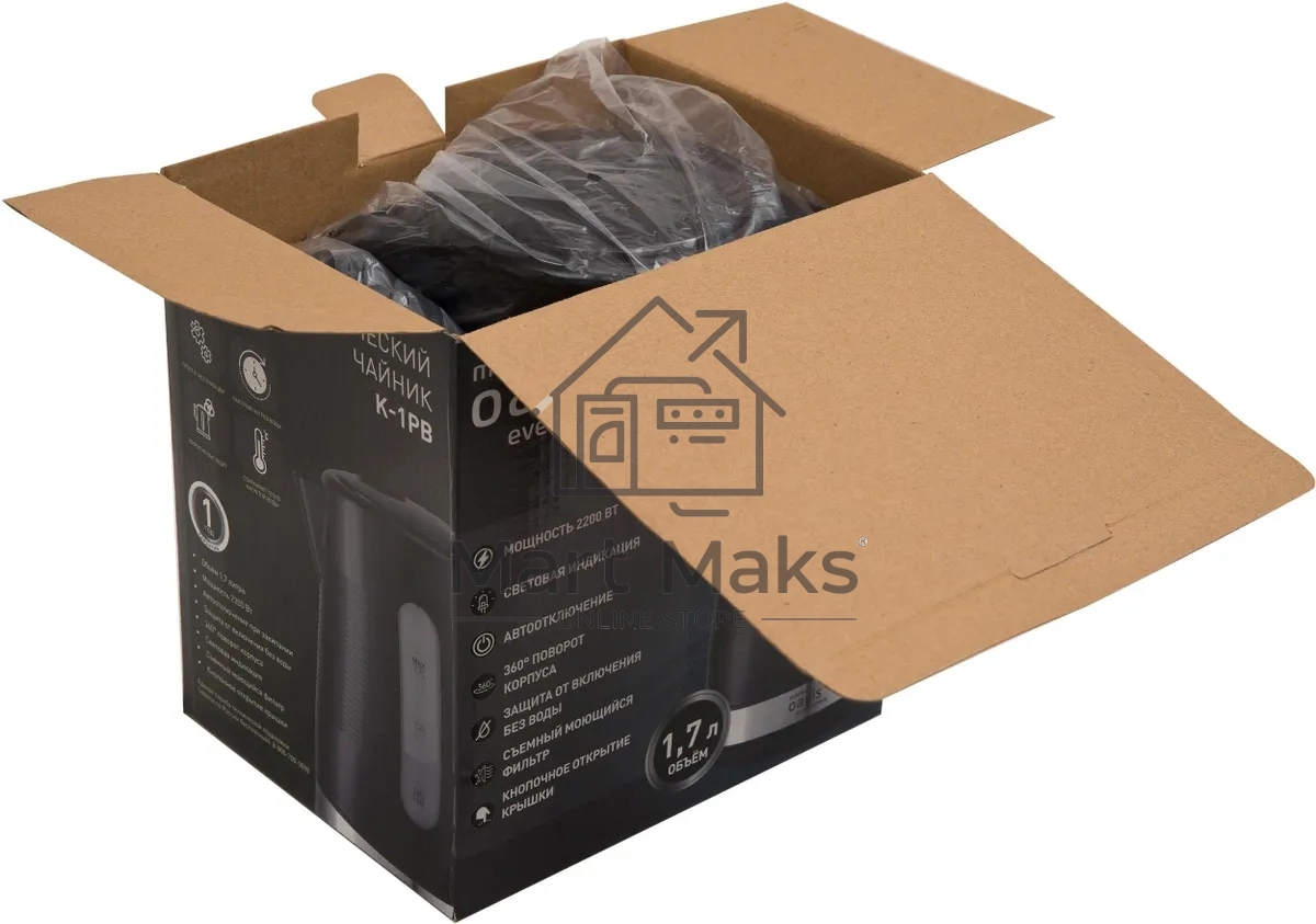 Чайник электрический Oasis making everywhere K-1PB 1,7 л. 2200 Вт, черный