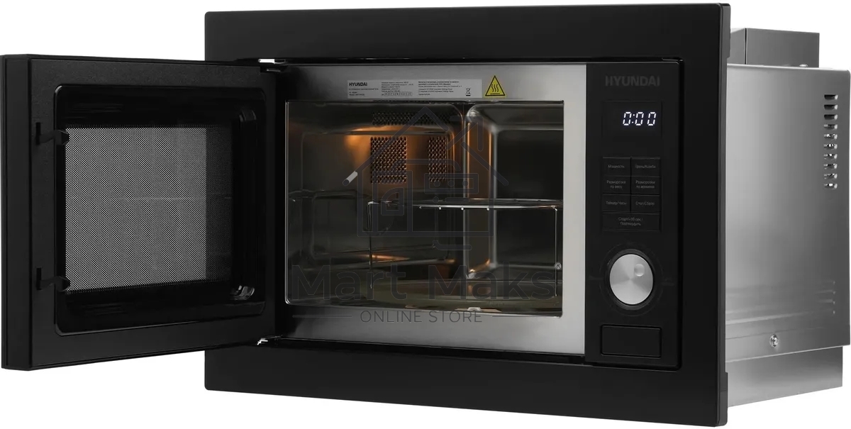 Микроволновая печь встраиваемая Hyundai HBW 2544 BG черный, 25 л, 900 Вт, переключатели - кнопки/поворотный механизм