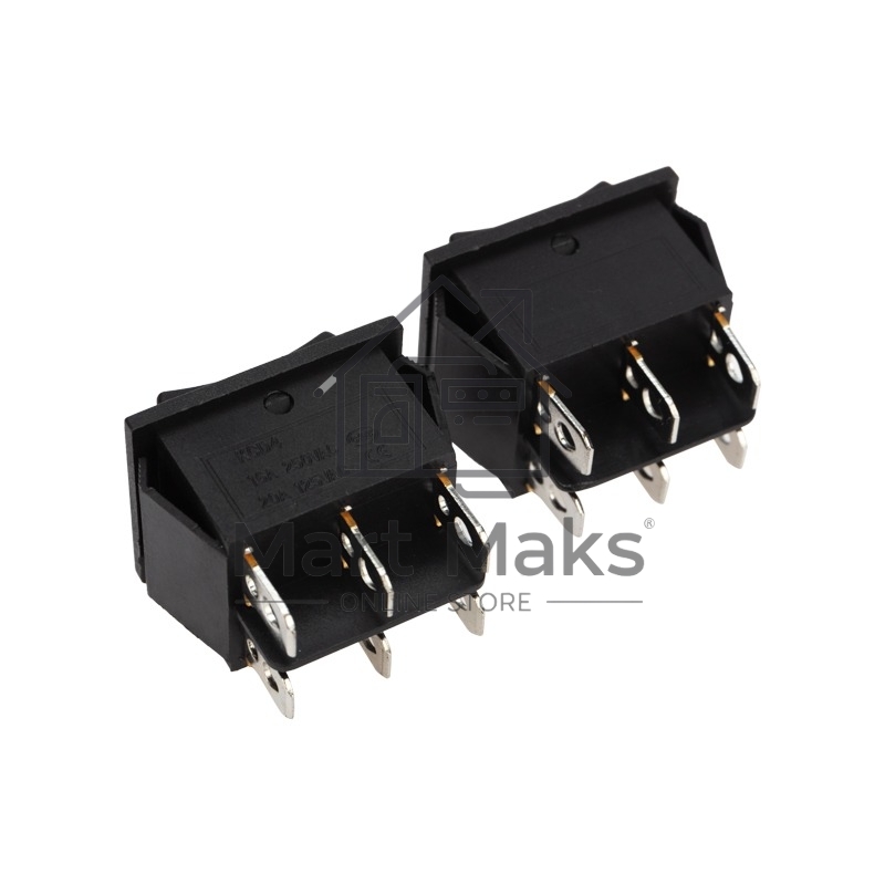 Выключатель клавишный Rexant 250V 15А (6с) (ON)-OFF-(ON) черный с нейтралью Б/Фикс