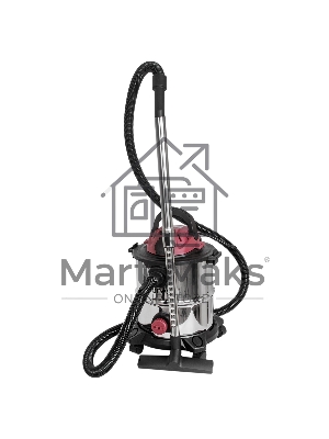 Строительный пылесос Pioneer VC286C серебристый с красным, 1400 Вт, уборка сухая/влажная, пылесборник контейнер, 20 л