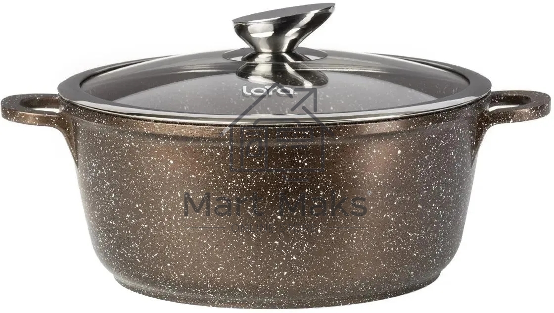 Кастрюля LARA LR02-203 серия Rio CHOCO 22х10см, 3.1 л, мрамор, капсулированное, индукц. дно, крышка