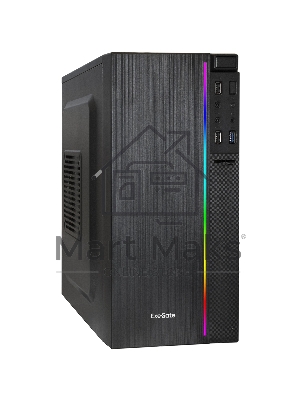 Компьютерный корпус Minitower ExeGate mEVO-9302-RGb-500W-12 (mATX, БП 500NPX с вент. 12см, 2*USB+1*USB 3.0, HD аудио, черный с RGb подсветкой)
