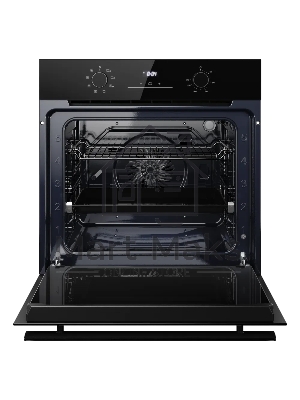 Духовой шкаф Kuppersberg HO 608 Black Glass, High-Tech, 78 л, поворотное управление, дисплей, таймер, 8 режимов, макс. температура 310 градусов, телескопические направляющие (на 1 уровень), цвет черный, цвет фурнитуры черный