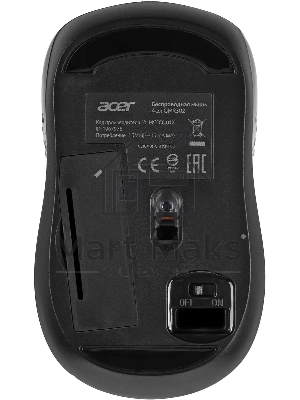 Мышь беспроводная Acer OMR302 черный, 1200 dpi, радиоканал, USB, кнопки - 3